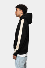 HEAVY OVERSIZE STRIPE HOODIE BLACK