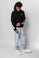 HEAVY OVERSIZE STRIPE HOODIE BLACK