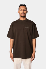 HEAVY OVERSIZE EMBO T-SHIRT CHOCLATE BROWN