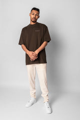 HEAVY OVERSIZE EMBO T-SHIRT CHOCLATE BROWN