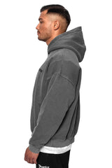 HEAVY OVERSIZE WASHED GREY EMBO HOODIE