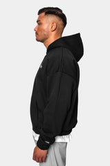 SUPER HEAVY OVERSIZE BLANK ZIP HOODIE BLACK