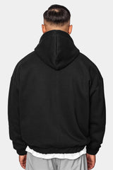 SUPER HEAVY OVERSIZE BLANK ZIP HOODIE BLACK