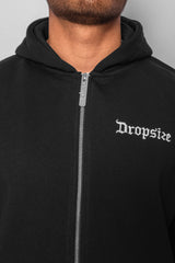 SUPER HEAVY OVERSIZE BLANK ZIP HOODIE BLACK