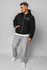 SUPER HEAVY OVERSIZE BLANK ZIP HOODIE BLACK