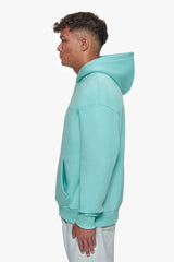 HEAVY OVERSIZE EMBO HOODIE TURQUOISE