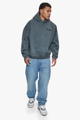 HEAVY OVERSIZE STONE GREY EMBO HOODIE