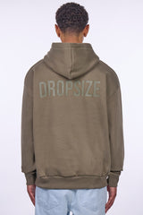 HEAVY OVERSIZE HD PRINT HOODIE OLIVE