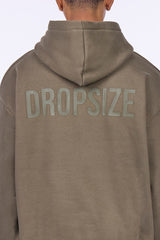 HEAVY OVERSIZE HD PRINT HOODIE OLIVE