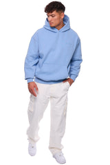 HEAVY OVERZIZE EMBO HOODIE BLUE WASHED