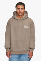 HEAVY OVERSIZE MIRRORED LOGO HOODIE SIMPLY TAUPE