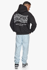 HEAVY OVERSIZE MIRRORED LOGO HOODIE BLACK/WHITE