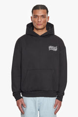 HEAVY OVERSIZE MIRRORED LOGO HOODIE BLACK/WHITE