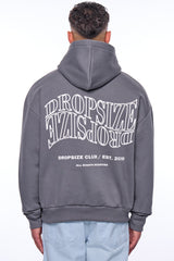 HEAVY OVERSIZE MIRRORED LOGO HOODIE GREY