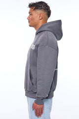 HEAVY OVERSIZE MIRRORED LOGO HOODIE GREY
