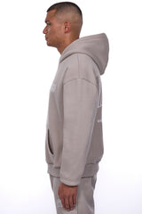 HEAVY OVERSIZE MIRRORED LOGO HOODIE PUMIC STONE