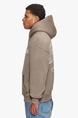 HEAVY OVERSIZE MIRRORED LOGO HOODIE SIMPLY TAUPE