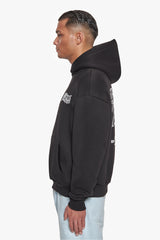 HEAVY OVERSIZE MIRRORED LOGO HOODIE BLACK/WHITE