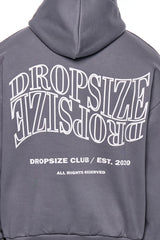 HEAVY OVERSIZE MIRRORED LOGO HOODIE GREY
