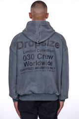 HEAVY OVERSIZE MEMBERS ONLY HOODIE ACID WASHED GREY