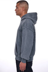 HEAVY OVERSIZE MEMBERS ONLY HOODIE ACID WASHED GREY
