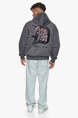 HEAVY OVERSIZE CHERRY FLOWERS HOODIE GREY