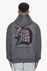HEAVY OVERSIZE CHERRY FLOWERS HOODIE GREY