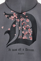 HEAVY OVERSIZE CHERRY FLOWERS HOODIE GREY