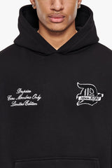 HEAVY OVERSIZE D LOGO HOODIE BLACK