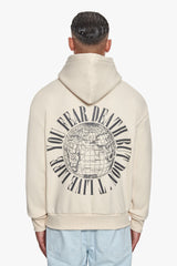 HEAVY OVERSIZE FEAR DEATH HOODIE COCONUT MILK