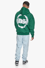 HEAVY OVERSIZE BLURRED LOGO HOODIE WASHED GREEN