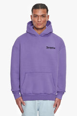 HEAVY OVERSIZE BLURRED LOGO HOODIE WASHED PURPLE