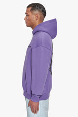 HEAVY OVERSIZE BLURRED LOGO HOODIE WASHED PURPLE