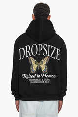 HEAVY OVERZIZE RAISED IN HEAVEN HOODIE  BLACK