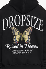 HEAVY OVERZIZE RAISED IN HEAVEN HOODIE  BLACK