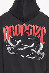 HEAVY OVERZIZE NO FIGHT NO GLORY  HOODIE BLACK