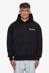 HEAVY OVERSIZE BIRD & ROSES HOODIE BLACK
