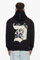 HEAVY OVERSIZE BIRD & ROSES HOODIE BLACK
