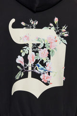 HEAVY OVERSIZE BIRD & ROSES HOODIE BLACK