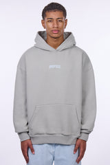 HEAVY OVERSIZE MIDDLE LOGO HOODIE WASHED COOL GREY