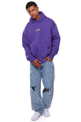 HEAVY OVERSIZE MIDDLE LOGO HOODIE PURPLE