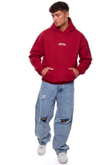 HEAVY OVERSIZE MIDDLE LOGO HOODIE RED
