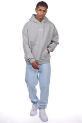 HEAVY OVERSIZE MIDDLE LOGO HOODIE WASHED COOL GREY