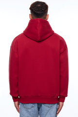 HEAVY OVERSIZE MIDDLE LOGO HOODIE RED