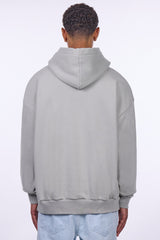 HEAVY OVERSIZE MIDDLE LOGO HOODIE WASHED COOL GREY
