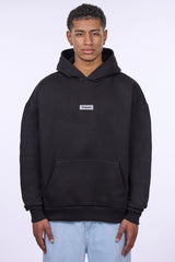 HEAVY OVERSIZE MIDDLE RUBBER PATCH HOODIE BLACK