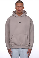 HEAVY OVERSIZE MIDDLE RUBBER PATCH HOODIE STONE