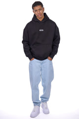 HEAVY OVERSIZE MIDDLE RUBBER PATCH HOODIE BLACK