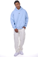 HEAVY OVERSIZE MIDDLE RUBBER PATCH HOODIE BABY BLUE