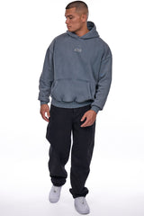 HEAVY OVERSIZE MIDDLE RUBBER PATCH HOODIE WASHED GREY